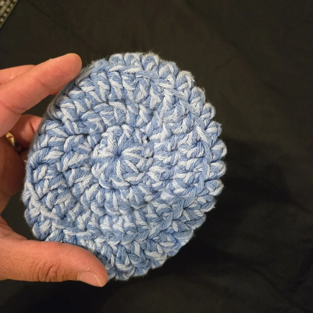 Handmade Blue Crochet‎ Drink Holder Bag Travel Driving On The Go
